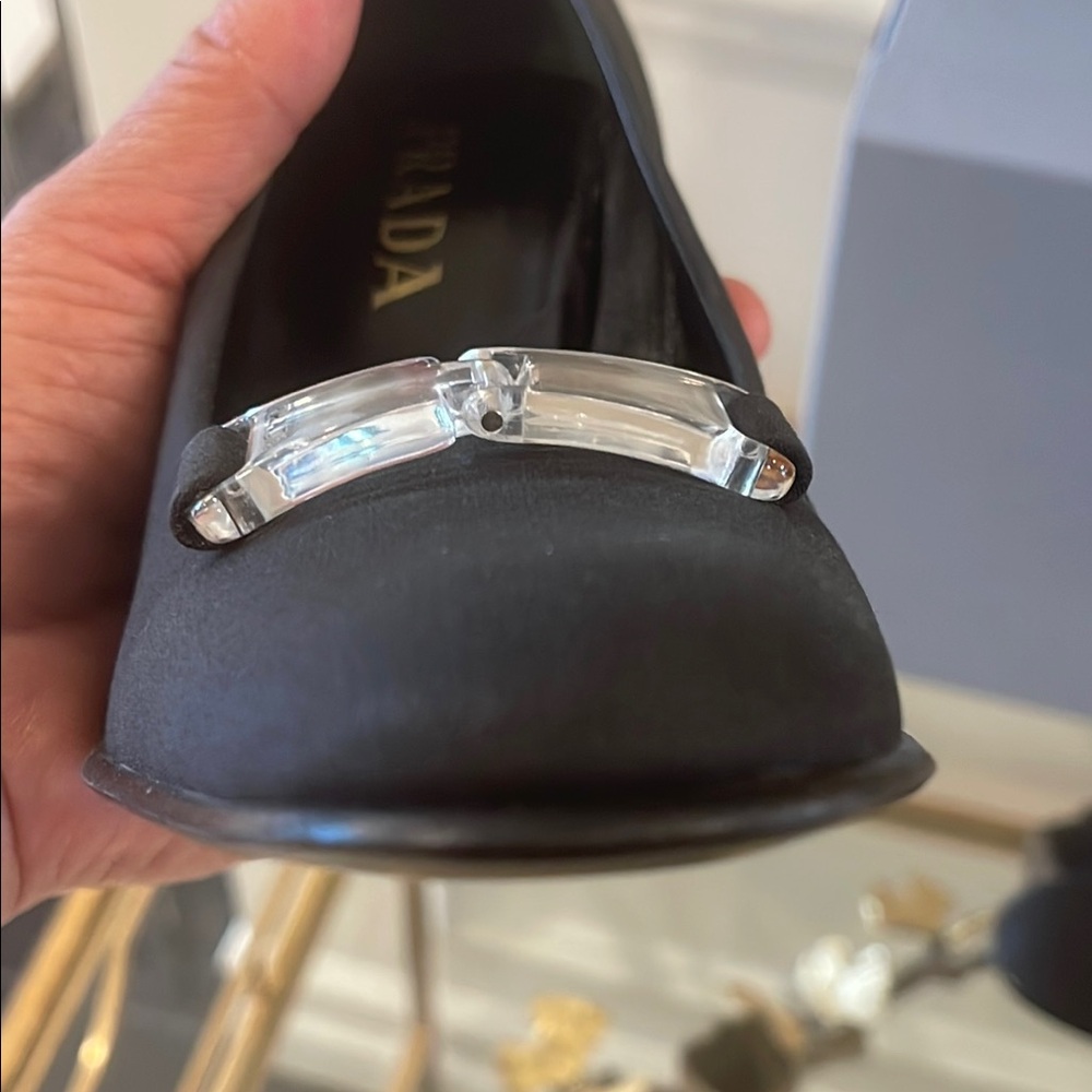 Prada Black Poplin High Heel Pumps with Block Heel - Picture 3 of 14